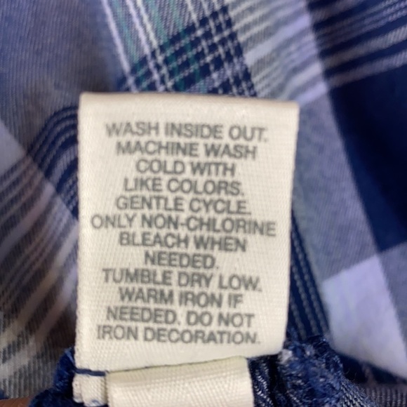 Women’s Mudd Blue & White Plaid Flannel Shirt W/ Arrow Details (Size S) - Picture 5 of 6